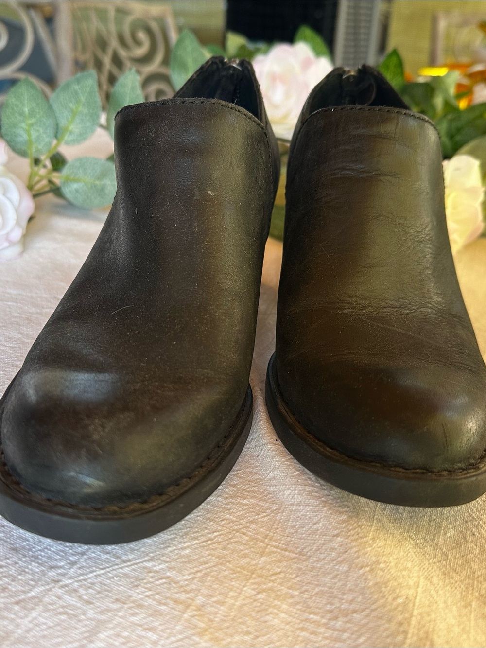Born Black Leather Ankle Booties